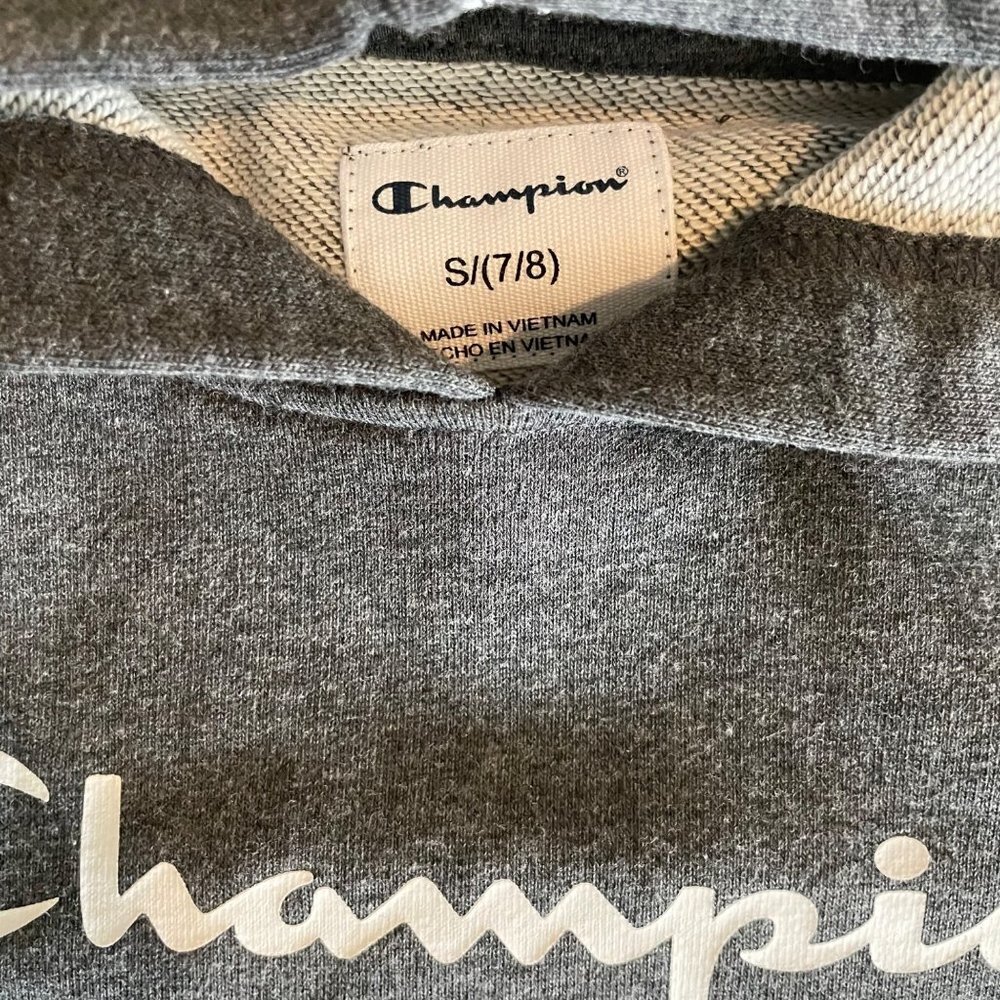 Champion Youth Boy's Pullover Hooded Sweatshirt (Charcoal Heather) 7/8 small - Picture 2 of 2